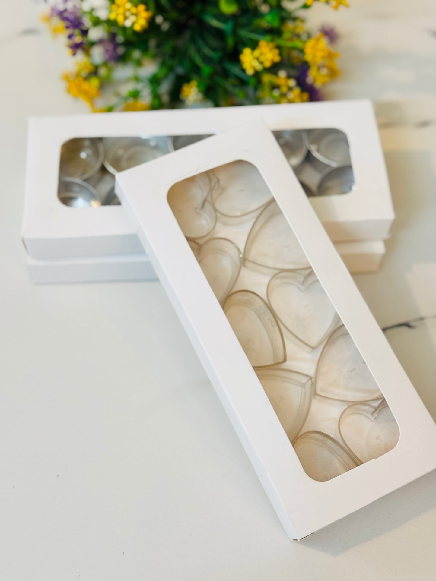 White Tealight Paper Box | T-light paper box | 180x87x18 MM | Kaju Katli Box | Daisy Candle Box