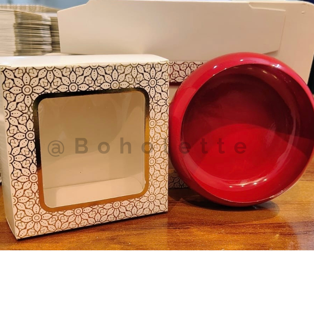 designer white paper box 3 | 4 ladoo candle designer box | 3.5 inch Urli white box | 4x4x1.6 inch