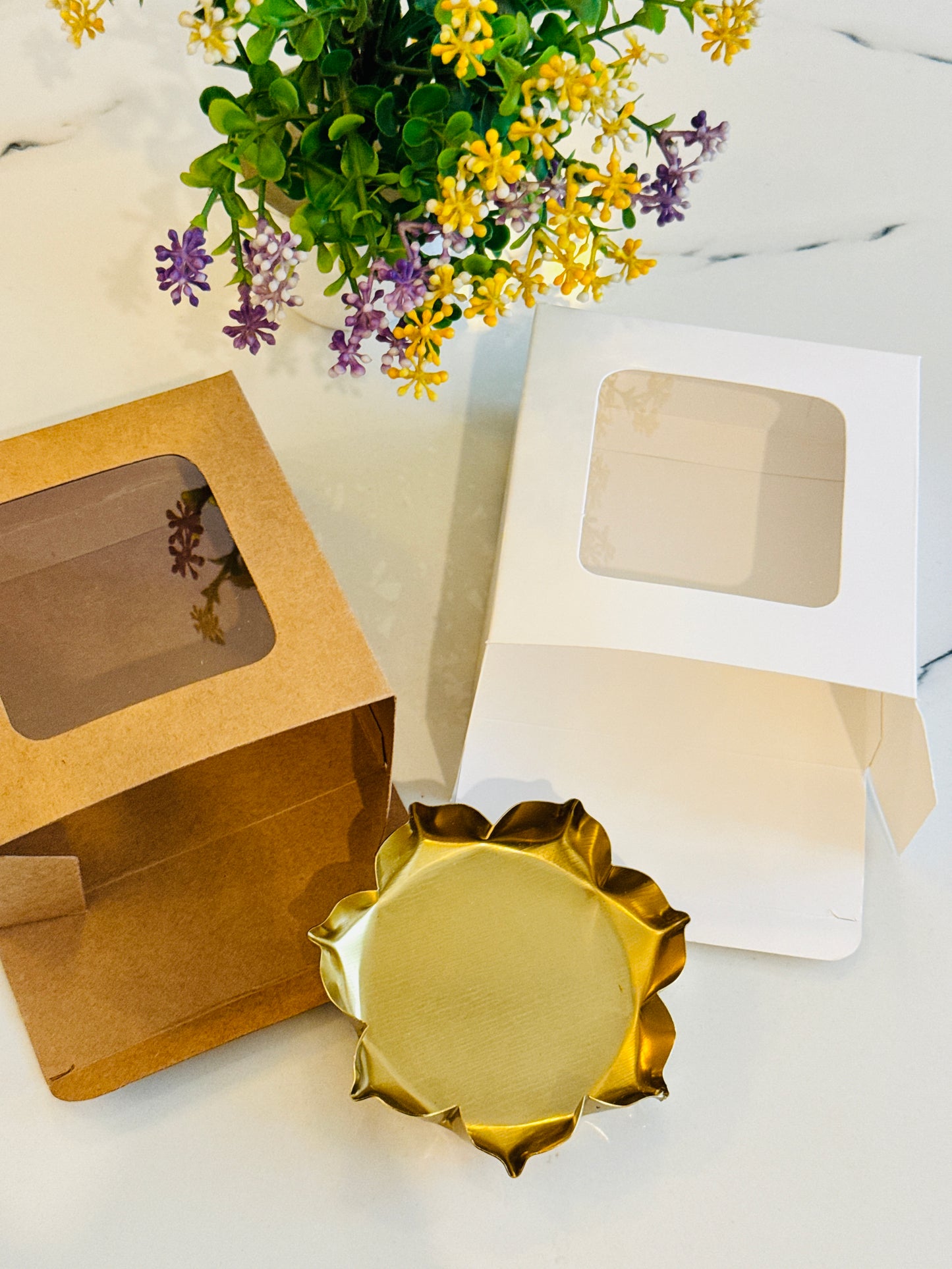 Brown & White Combo | 20 pcs both box | 4 in 1 box | Ladoo Box | 3.5 inch Urli box| Empty Box | 4x4x1.6 inch