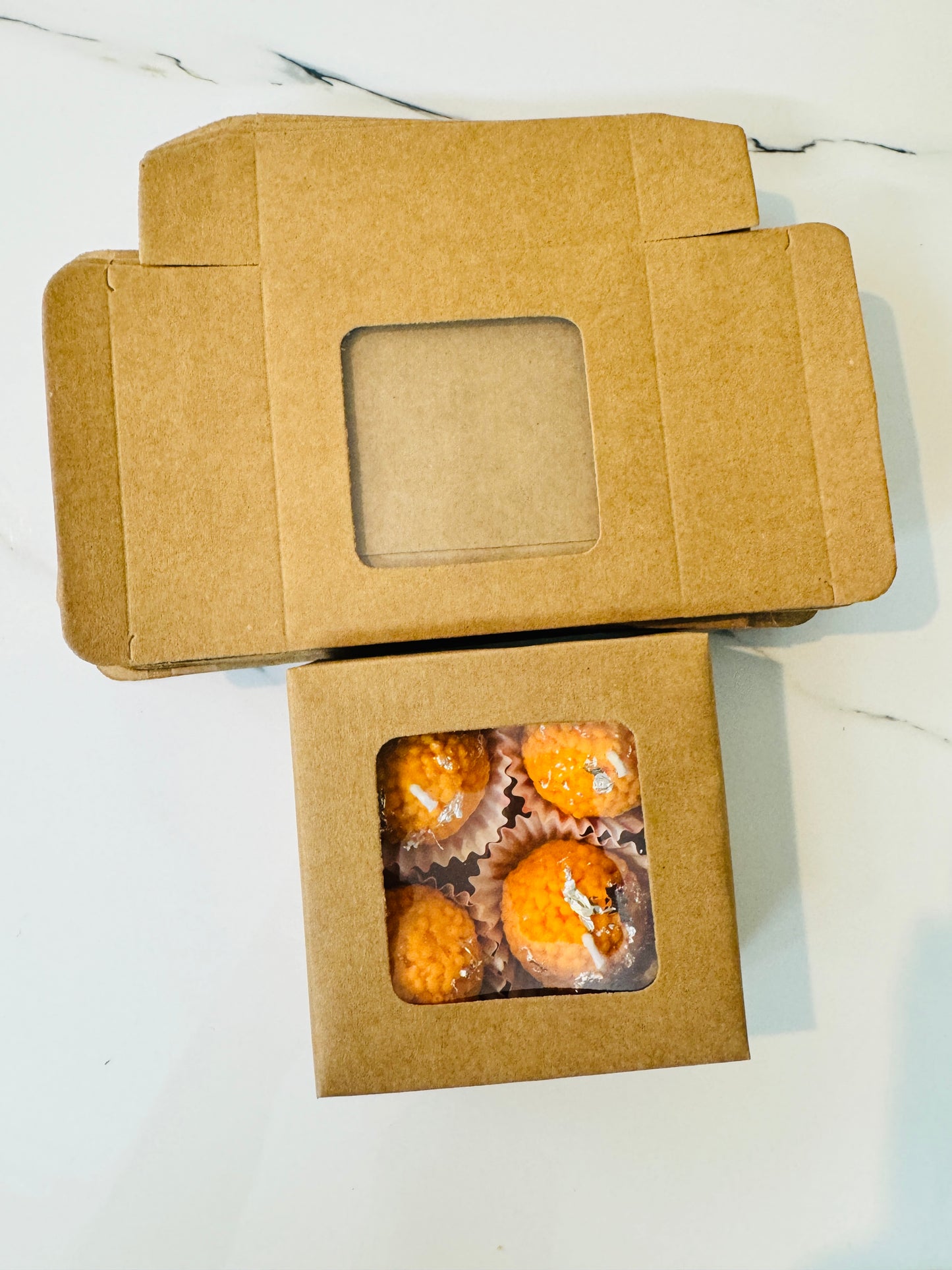 Paper Box 3: 4 in 1 Ladoo Paper Box | 4 in 1 Mini Bubble Candle Paper Box | Peony Candle Box | 3.5 Inch Urli Box