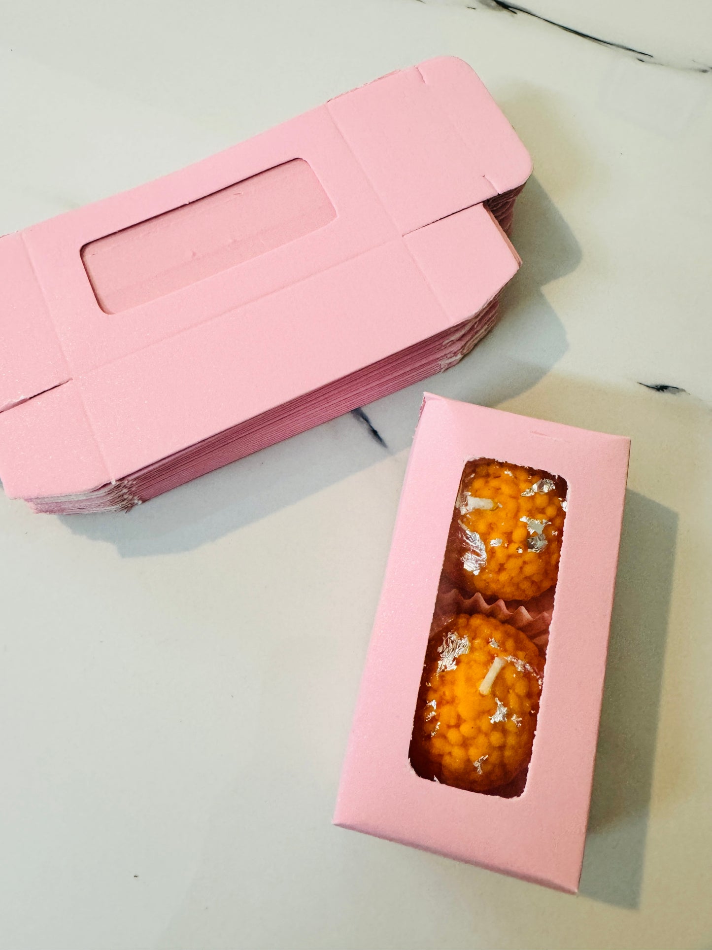 Pink Paper Box | 2 Pc Ladoo Box | 2 Pc Mini Bubble Box | Car Perfume Box