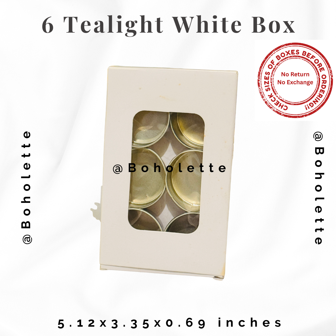 6 pc T-Light Box | White Tealight Box | 6 pcs White Tlight Box | 5.12×3.35×0.69 inches