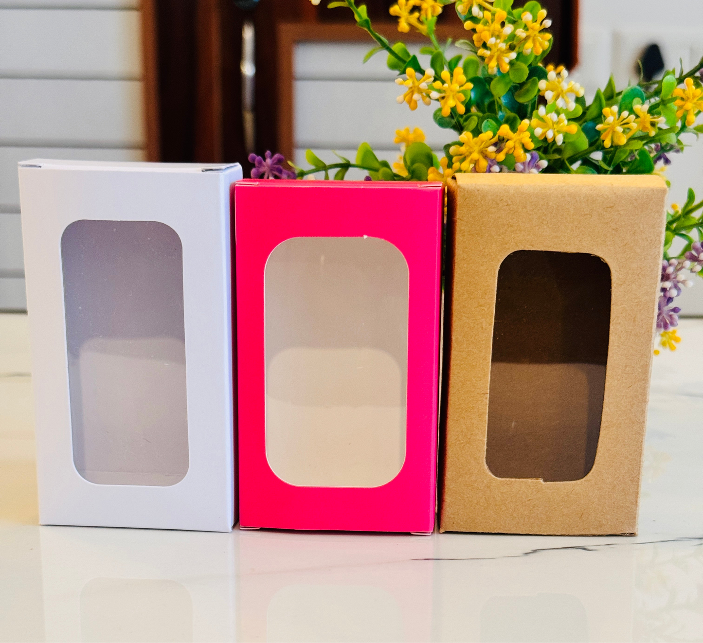 Wax Sachet Empty Box Combo| Pink, White, Brown Box | 3.75x2.17x1 inches | 10 pcs Each Color