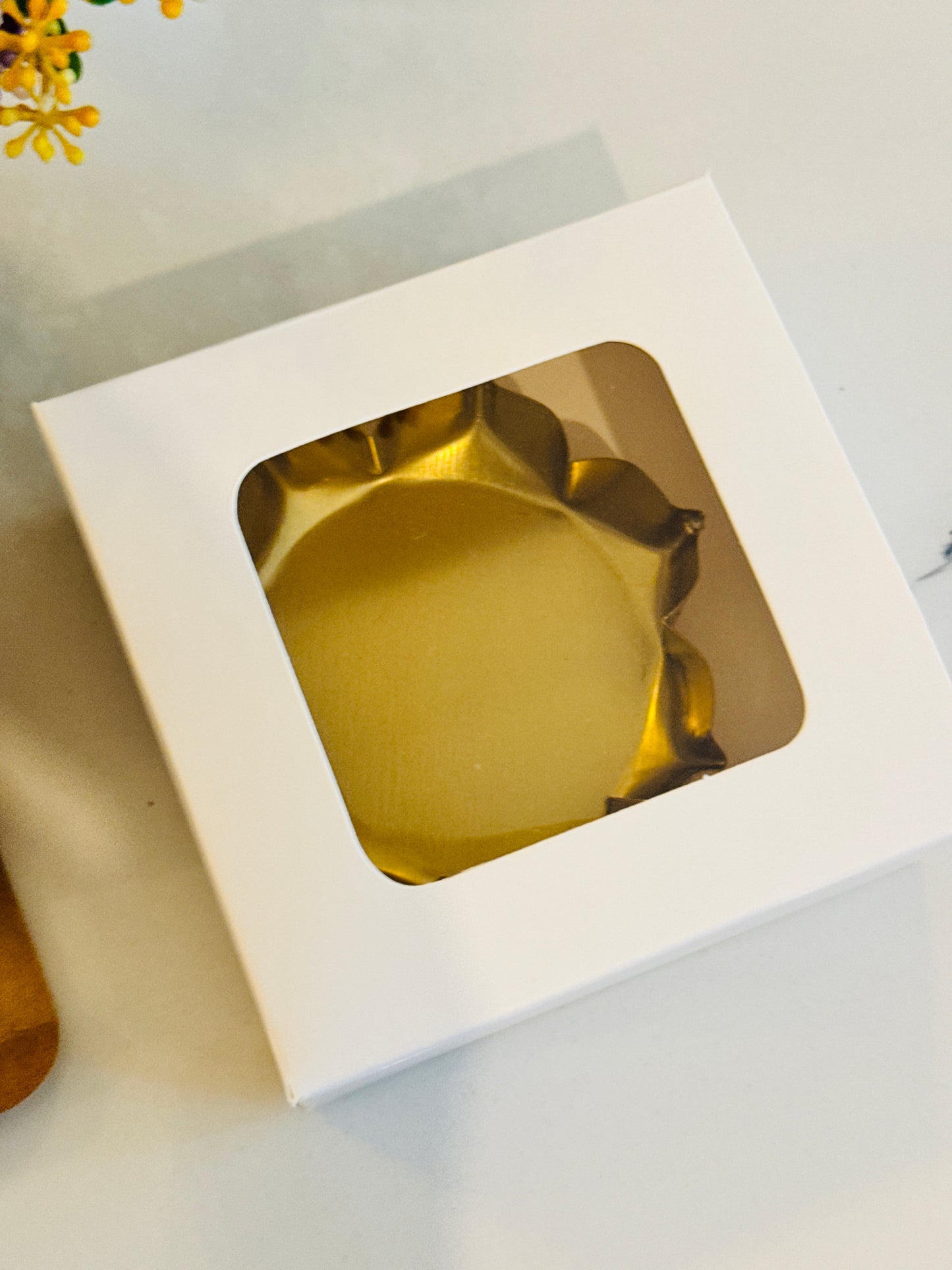 4 in 1 white paper box | 4 mini bubble candle box | 4 ladoo candle white box | 3.5 inch Urli white box | 4x4x1.6 inch