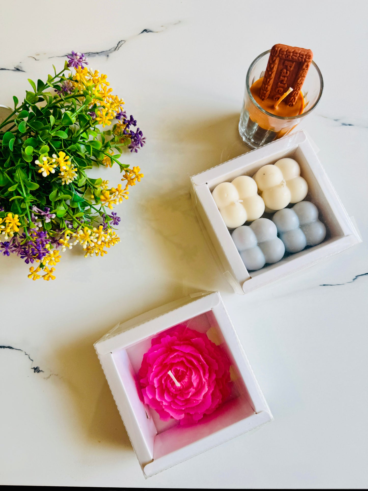 White 4 in 1 Mini Bubble | White Peony Box | 4 in 1 Ladoo Box |