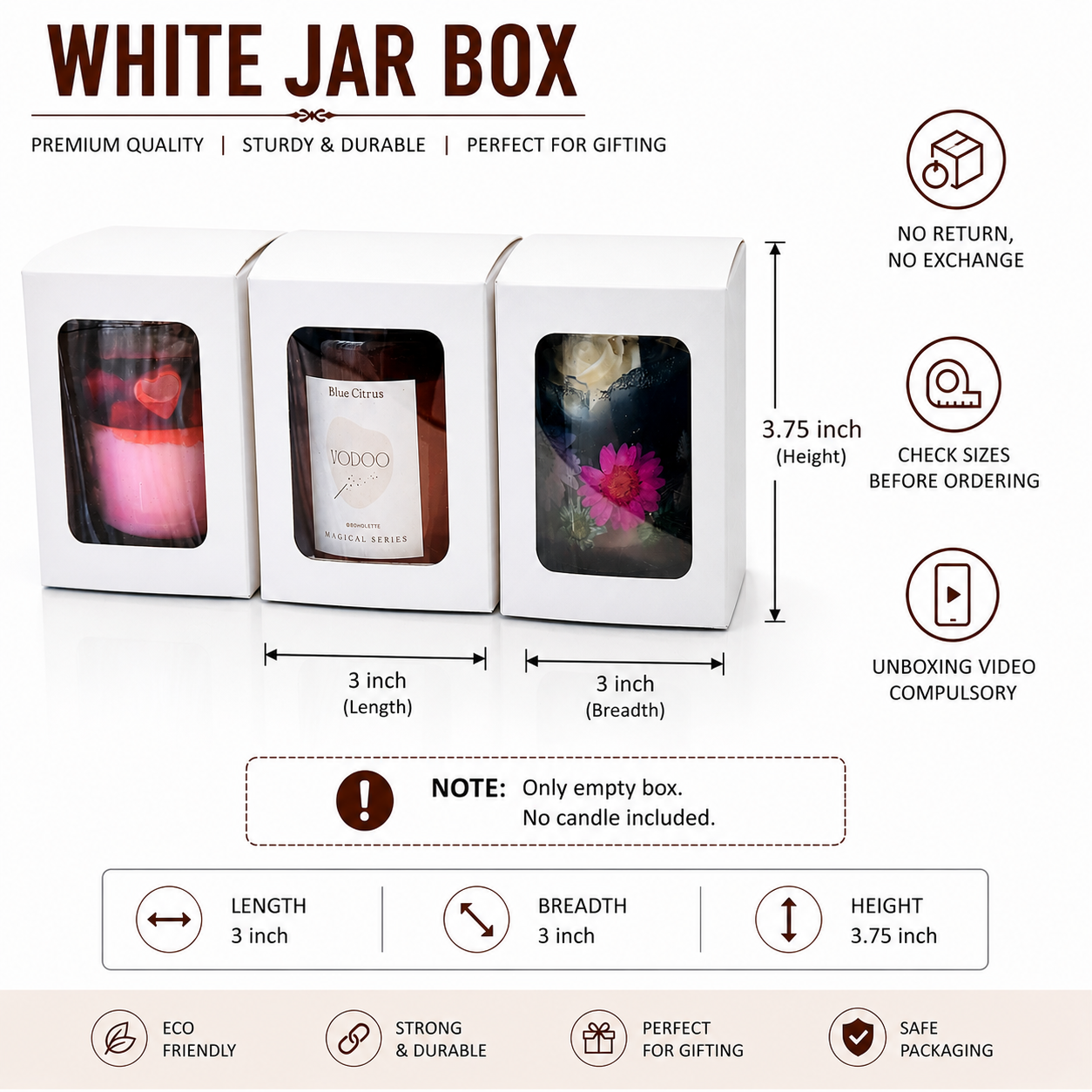 White Paper Jar Box | 3x3x3.75 inch