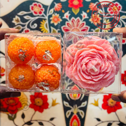 Peony PVC Box | 4 Ladoo PVC Box| 3x3x1.57 inch