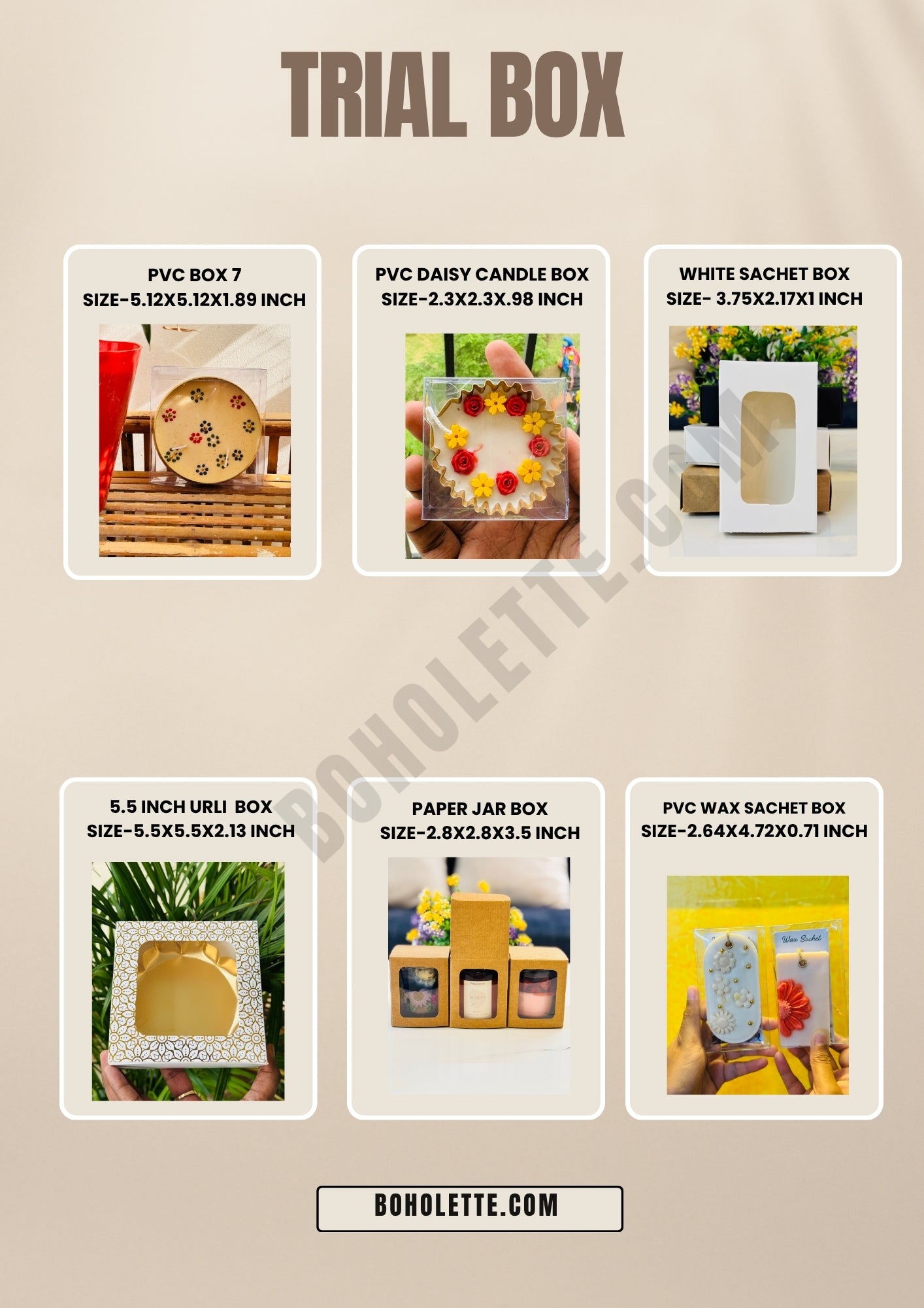 trial box candle pvc boxes