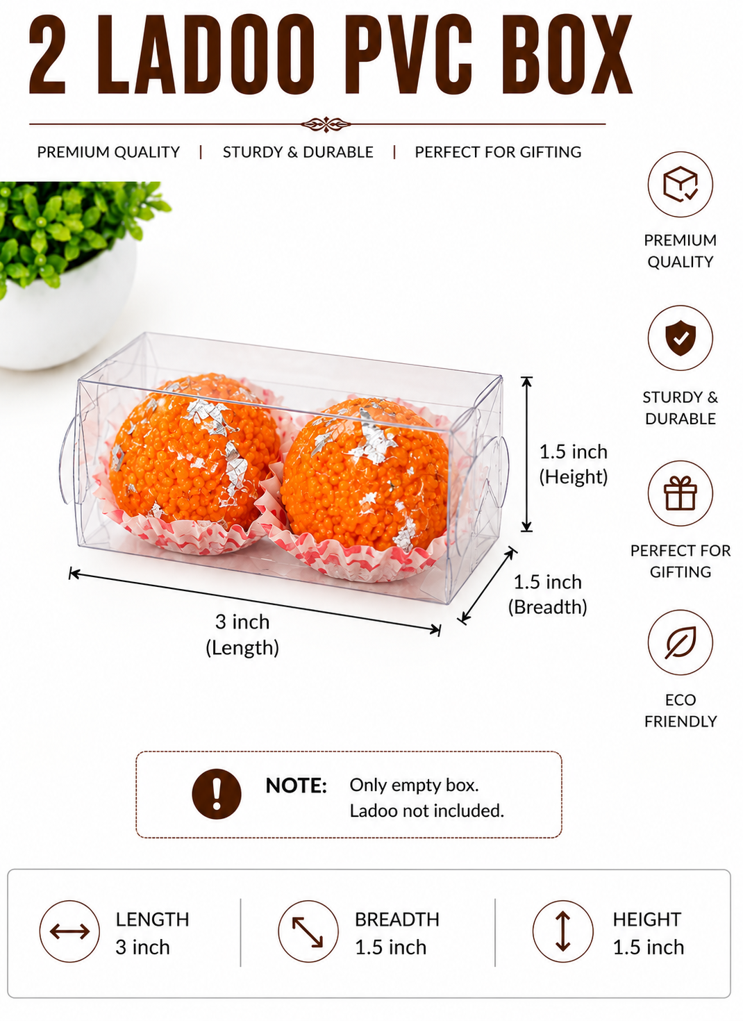 PVC Box 2: 2 in 1 Ladoo Candle | 2 in 1 Mini Bubble Candle | Empty Box| 3x1.5x1.5 inch