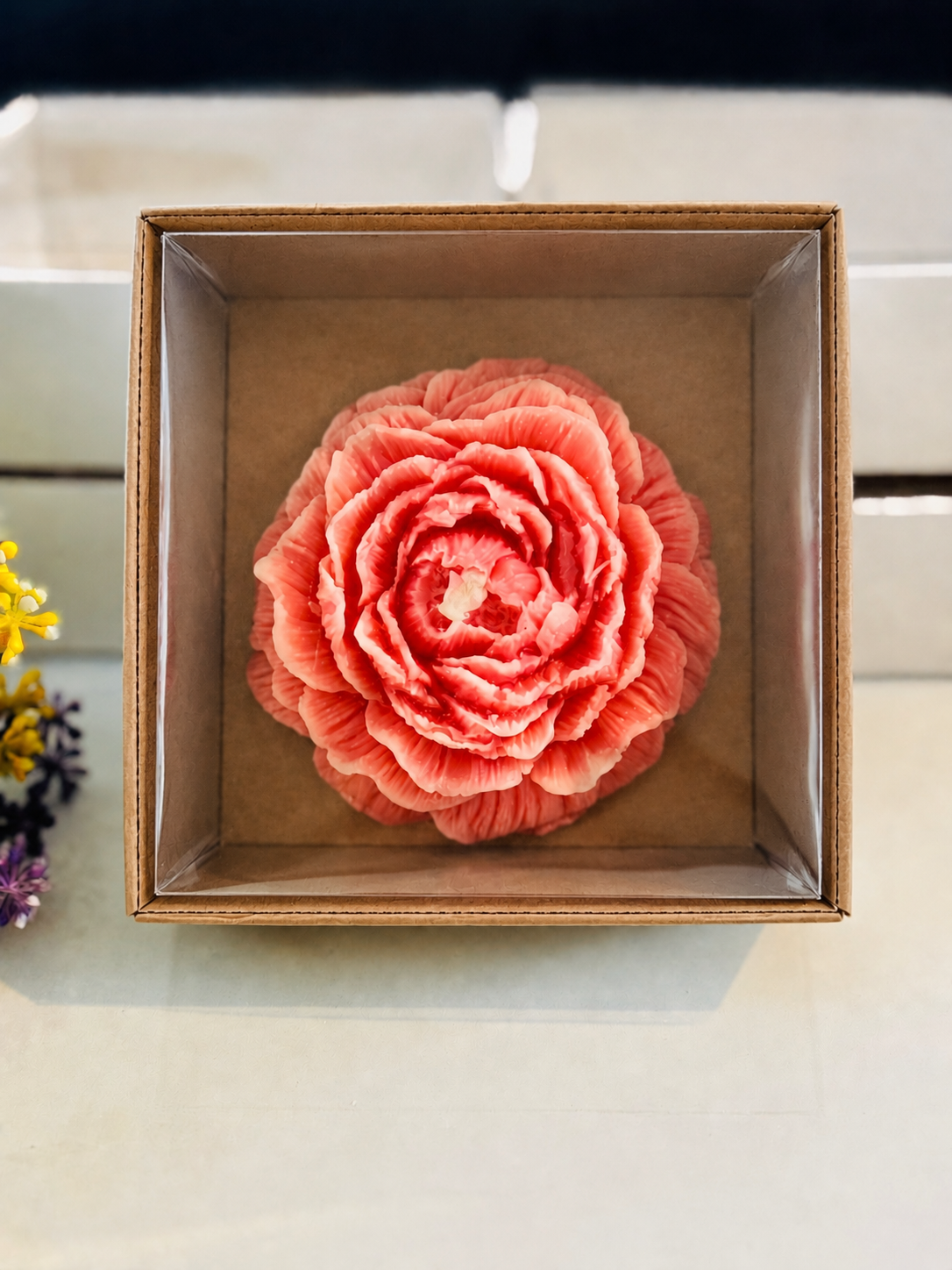 Brown Peony Box | 4x4x1.5 inch
