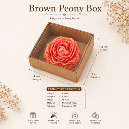 Brown Peony Box | 4x4x1.5 inch