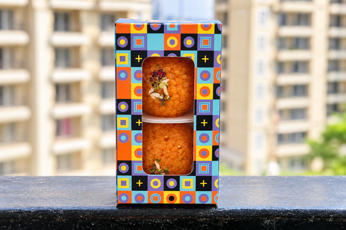 2 Ladoo Printed Box | 3.54x1.97x1.57 inch