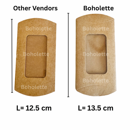 New Pillow Box | Wax Sachet Box | 13.5 cm length | Brown Box