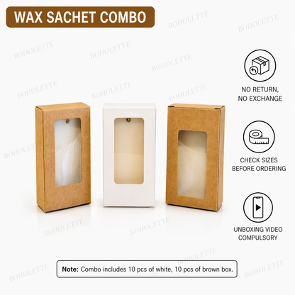 Wax Sachet Empty Box Combo|White, Brown Box | 4.2x2.2x1.2 inches | 10 pcs Each Color