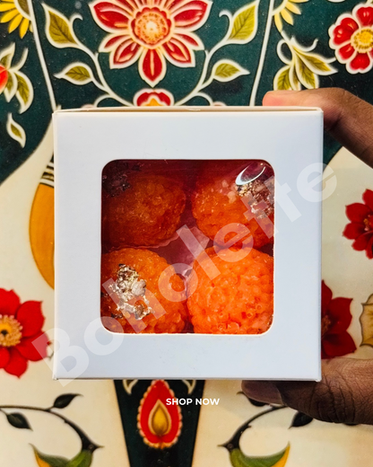 Peony Candle Box | 4 Ladoo Box | Brownie Box | 3.5x3.5x1.75 inch