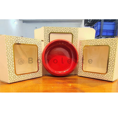 4 in 1 Ladoo Box | 4 Mini Bubble White Paper Box | 4 inch Round Urli Box