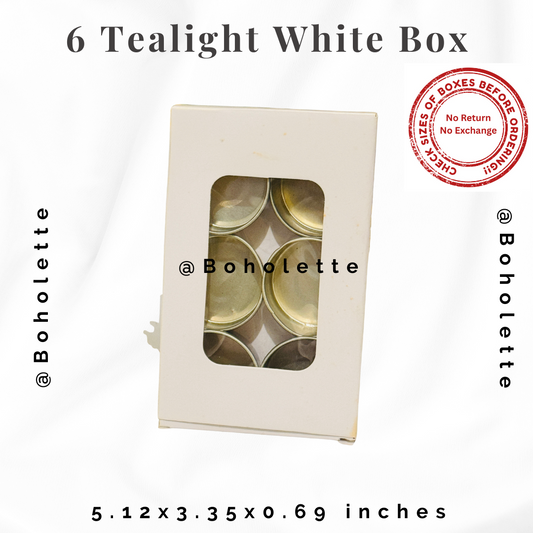 6 pc T-Light Box | White Tealight Box | 6 pcs White Tlight Box | 5.12×3.35×0.69 inches