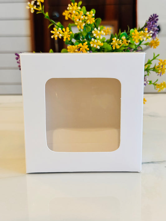 4 in 1 white paper box | 4 mini bubble candle box | 4 ladoo candle white box | 3.5 inch Urli white box | 4x4x1.6 inch