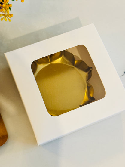4 in 1 white paper box | 4 mini bubble candle box | 4 ladoo candle white box | 3.5 inch Urli white box | 4x4x1.6 inch
