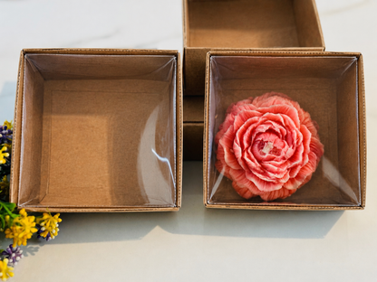 Brown Peony Box | 4x4x1.5 inch