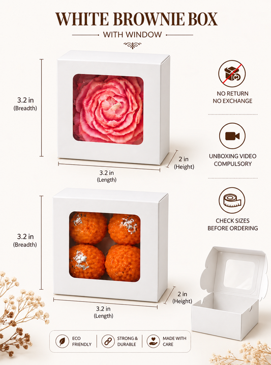 Peony Candle Box | 4 Ladoo Box | Brownie Box | 3.5x3.5x1.75 inch