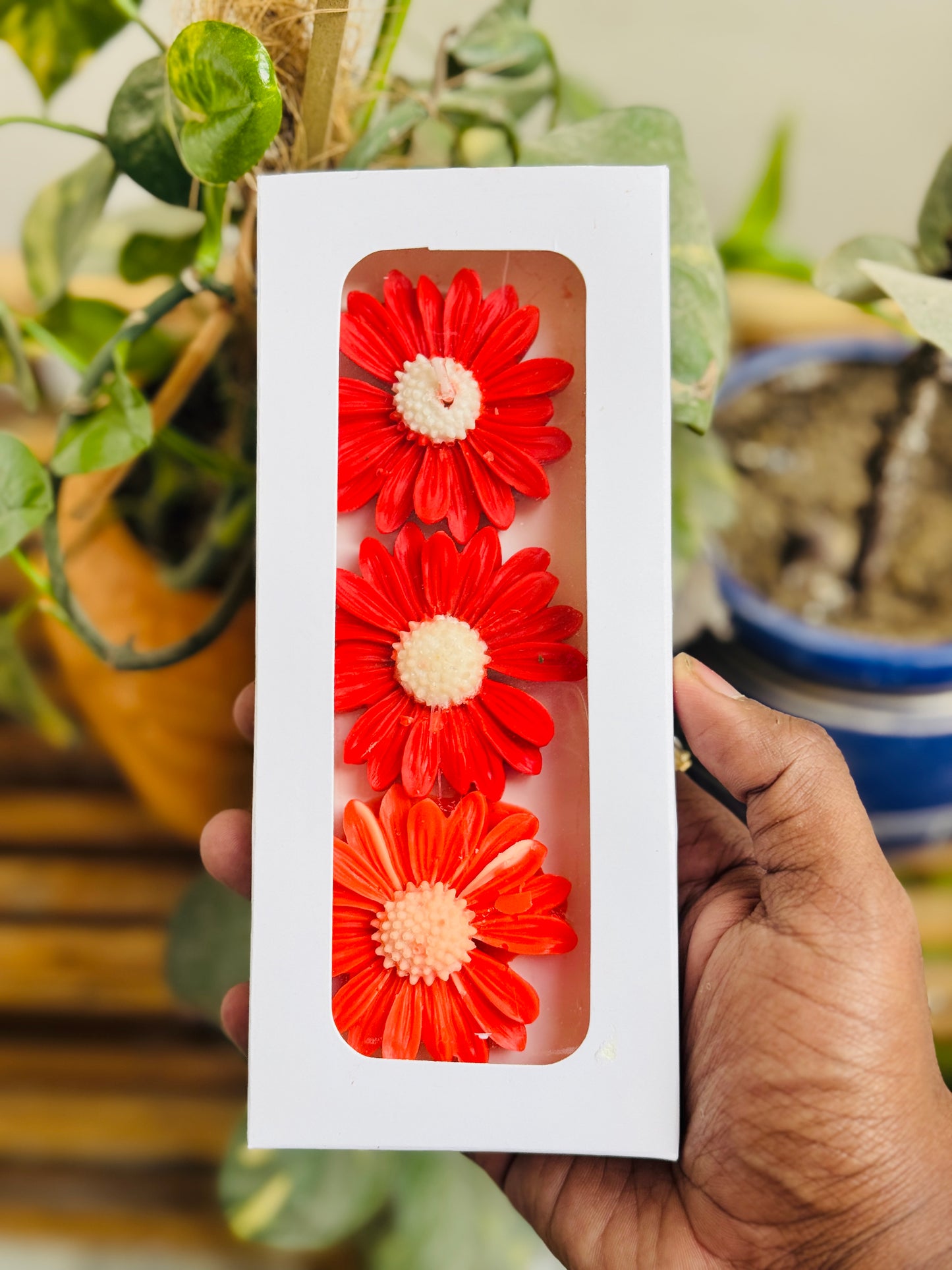 White Tealight Paper Box | T-light paper box | 180x87x18 MM | Kaju Katli Box | Daisy Candle Box