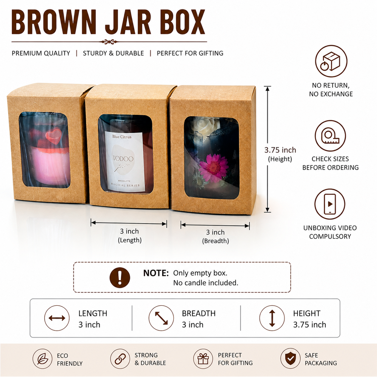 Paper Jar Box | 3x3x3.75 Inches | Empty Paper Box