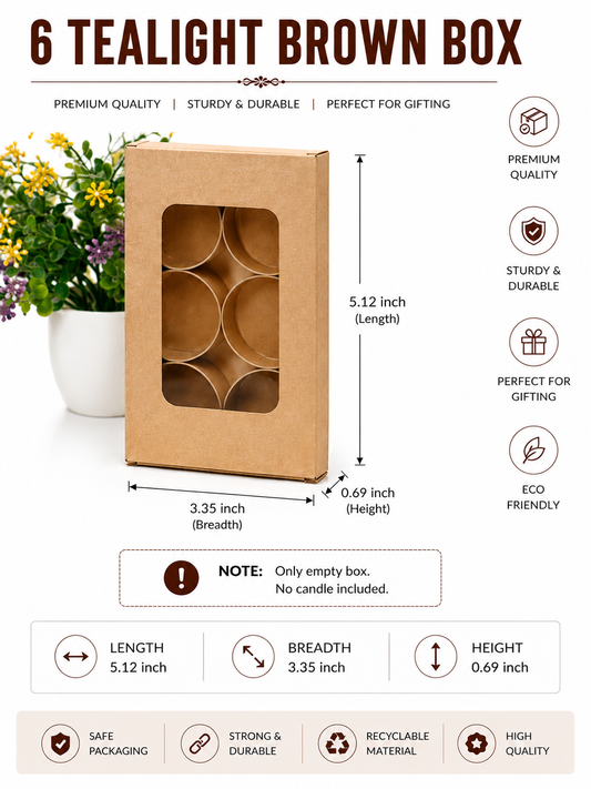 6 Tealight Box | Tea-light Paper Box | Only Box | 2.5 inch Diya box
