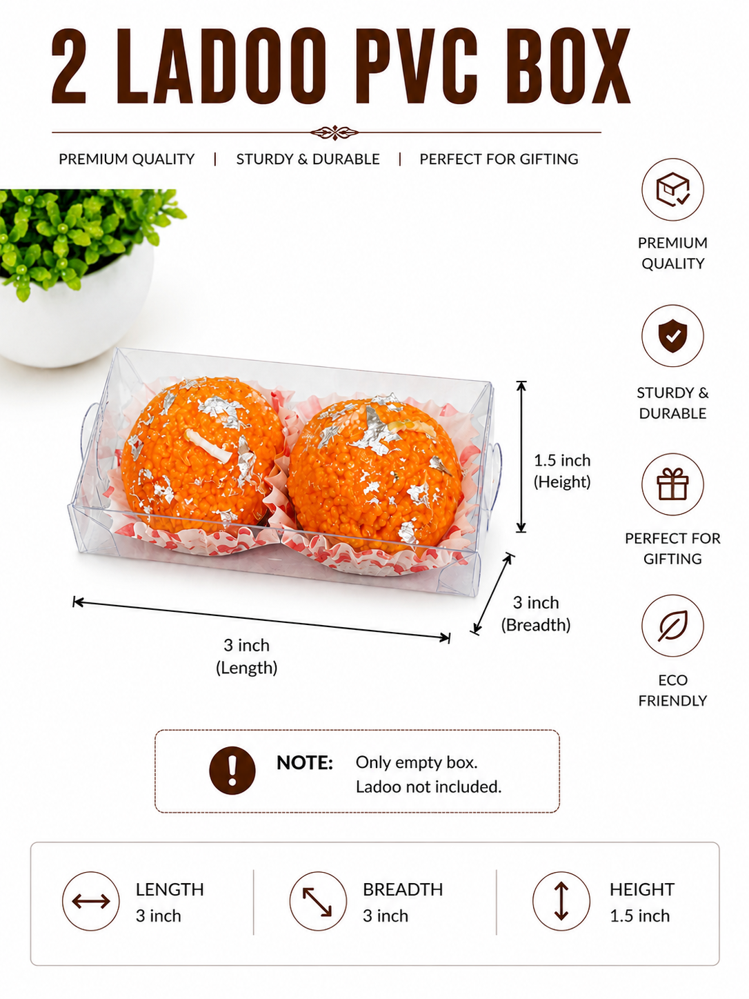 PVC Box 2: 2 in 1 Ladoo Candle | 2 in 1 Mini Bubble Candle | Empty Box| 3x1.5x1.5 inch