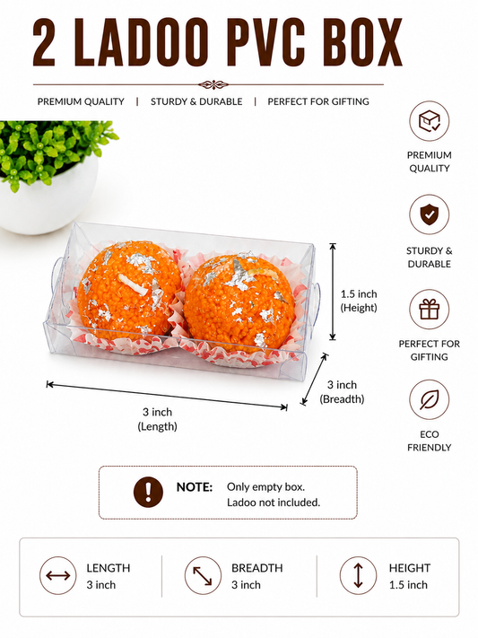 PVC Box 2: 2 in 1 Ladoo Candle | 2 in 1 Mini Bubble Candle | Empty Box| 3x1.5x1.5 inch