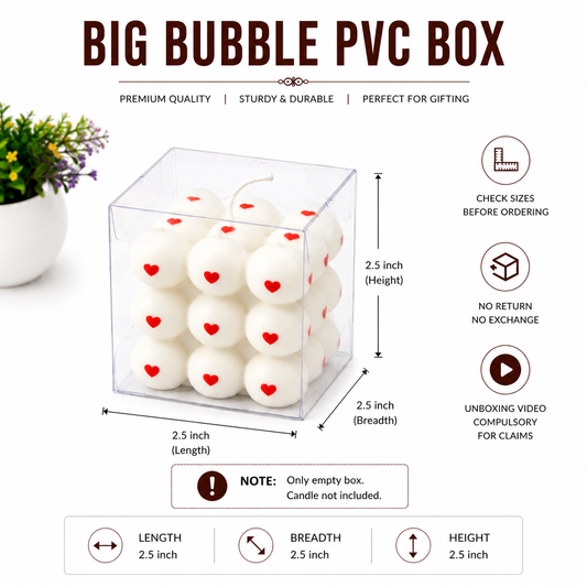 Big Bubble Candle Pvc Box | Empty Box | 2.5x2.5x2.5 inches