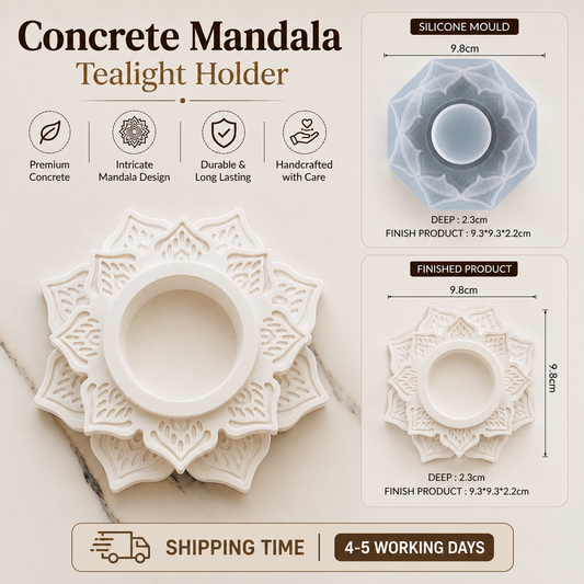 Mandala Concrete T-Light Holder