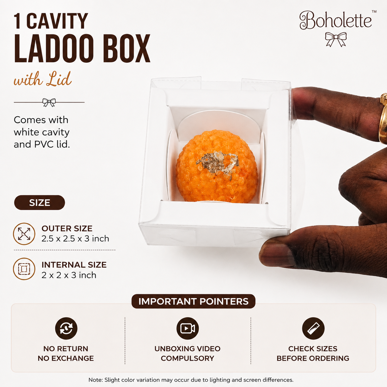 White 1 Cavity Ladoo Box | White Cavity + PVC Lid included (Copy)