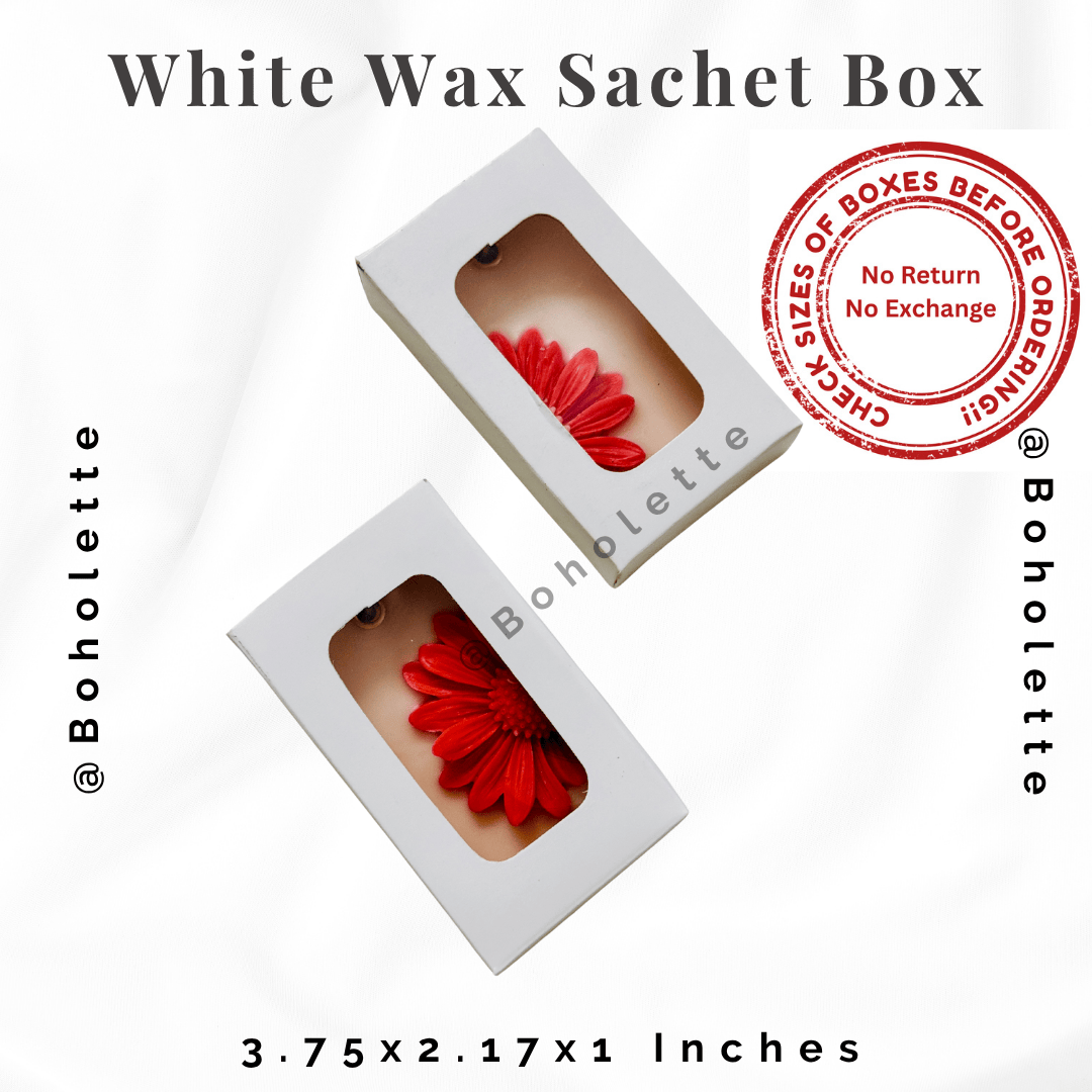 White wax sachet box 