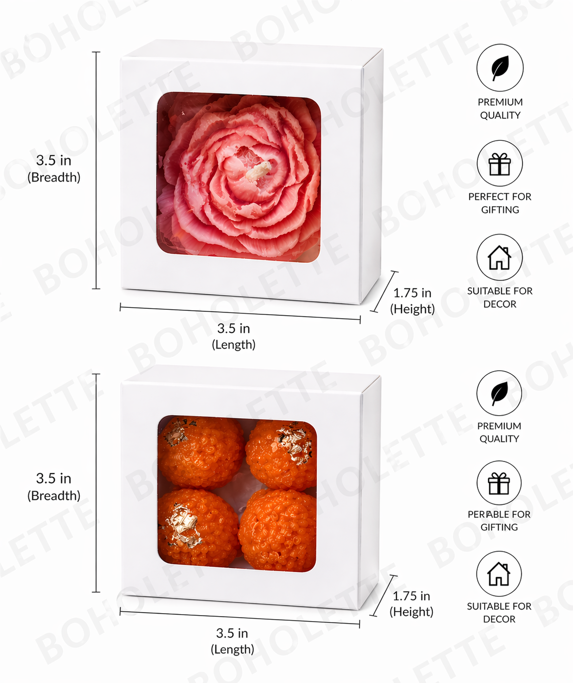 Peony Candle Box | 4 Ladoo Box | Brownie Box | 3.5x3.5x1.75 inch