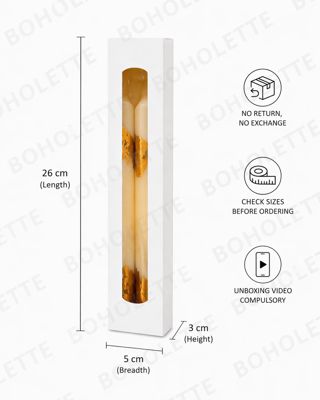 Taper Candle Box | 2 Pcs Taper Candle Box | 26x5x3 cm