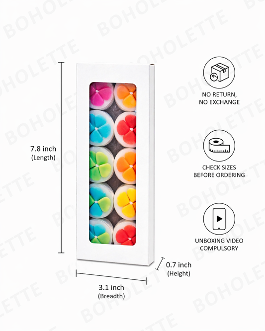 White Tealight Paper Box | Taper Candle Box|  Kaju Katli Box | 7.8x3.1x0.7 inch