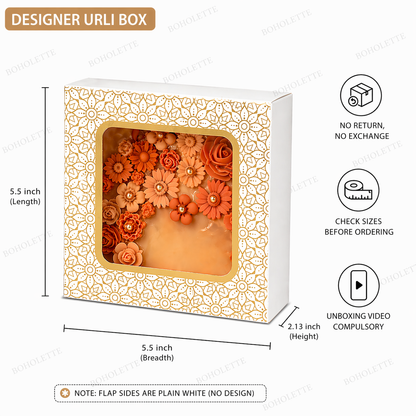 5.5 inch lotus Urli box | 5 inch Hammered Urli Box | 5.5x5.5x2.13 inch