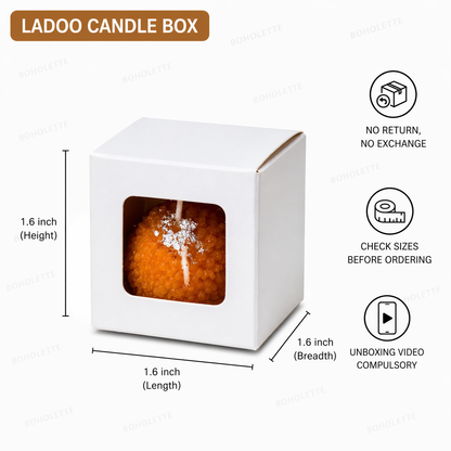 1 Ladoo White Box | Single Ladoo Box| Mini Bubble Box | 1.6x1.6x1.6 Inch