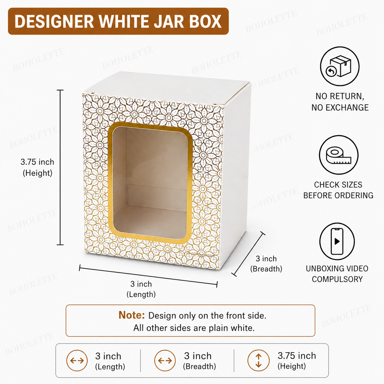 Designer Paper Jar Box | 3x3x3.75 inch | 200-250 ML Jar Box