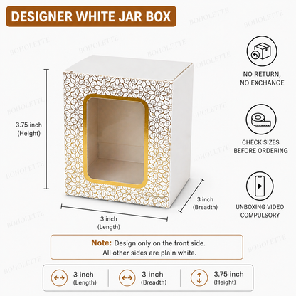 Designer Paper Jar Box | 3x3x3.75 inch | 200-250 ML Jar Box