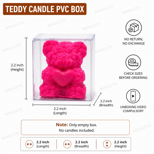 2.2x2.2x2.2 inch | Teddy Candle Pvc Box