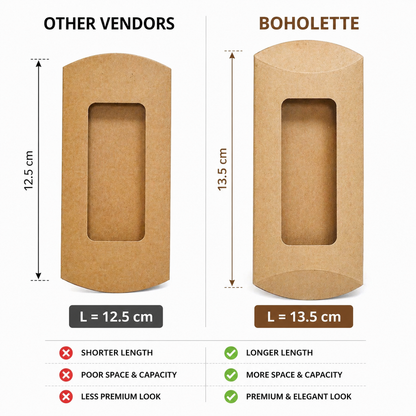 New Pillow Box | Wax Sachet Box | 13.5 cm length | Brown Box