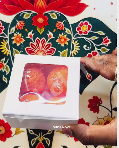 Peony Candle Box | 4 Ladoo Box | Brownie Box | 3.5x3.5x1.75 inch