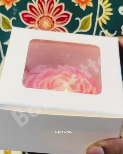 Peony Candle Box | 4 Ladoo Box | Brownie Box | 3.5x3.5x1.75 inch